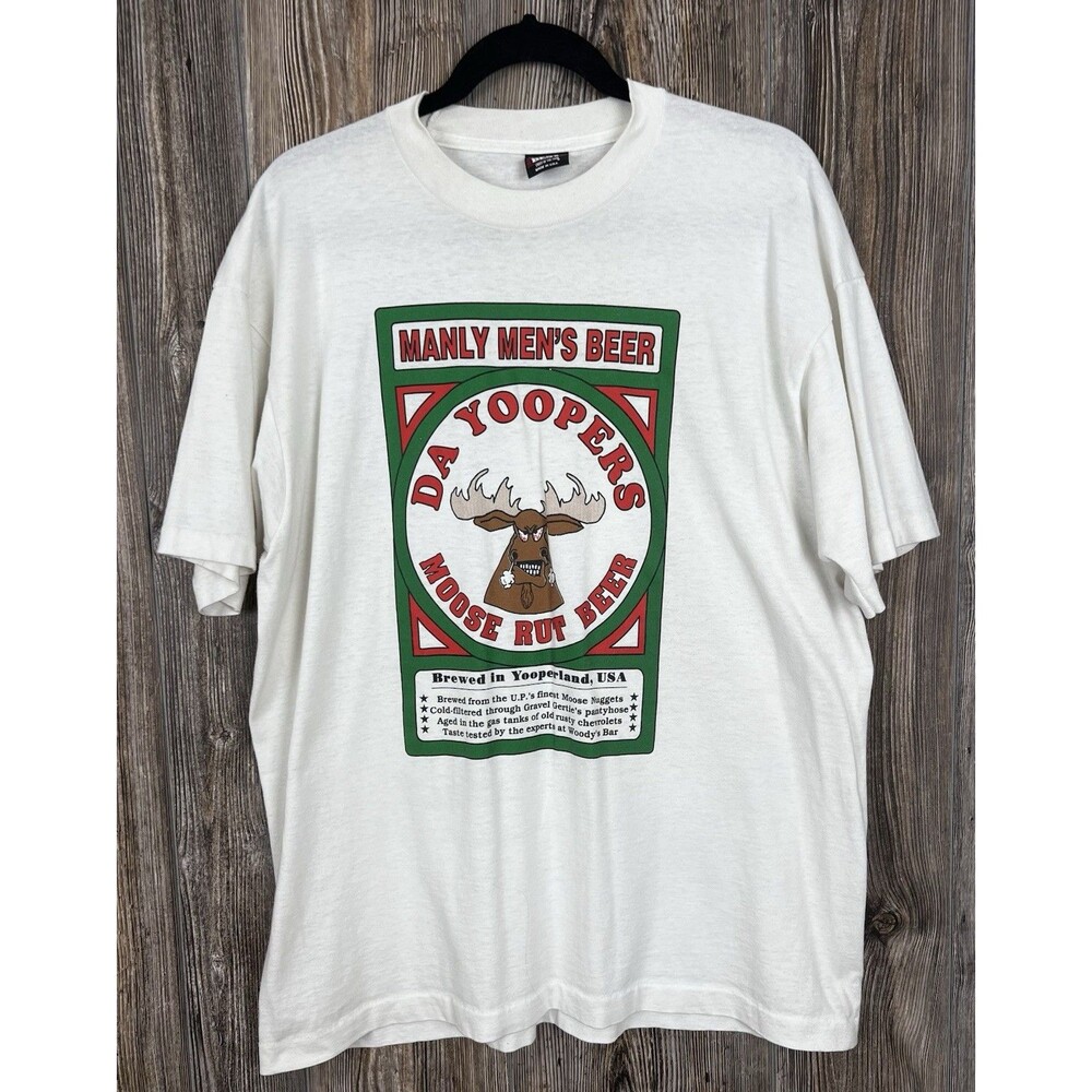 Vintage Da Yoopers Moose Rut Beer T Shirt Graphic Print Manly Mens Beer Men's XL